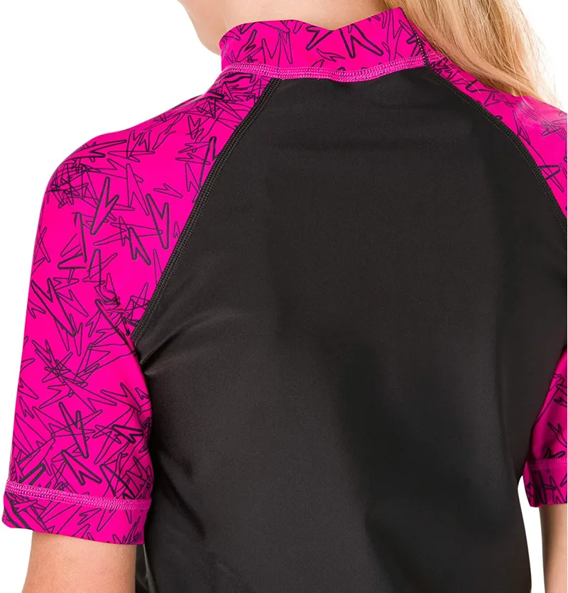 Speedo Girl's Boom Rash Vest Black/Pink 30-5